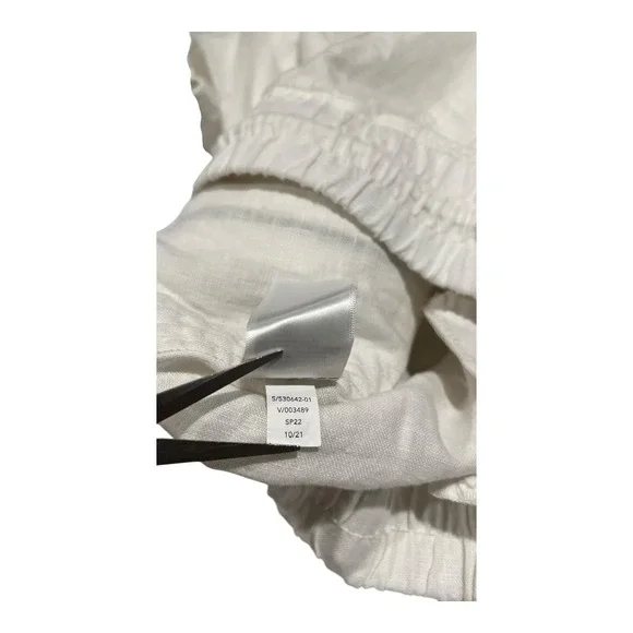 Athleta White Linen Blend Jogger Pants Drawstring Waist Pockets Casual 16 - Picture 5 of 14